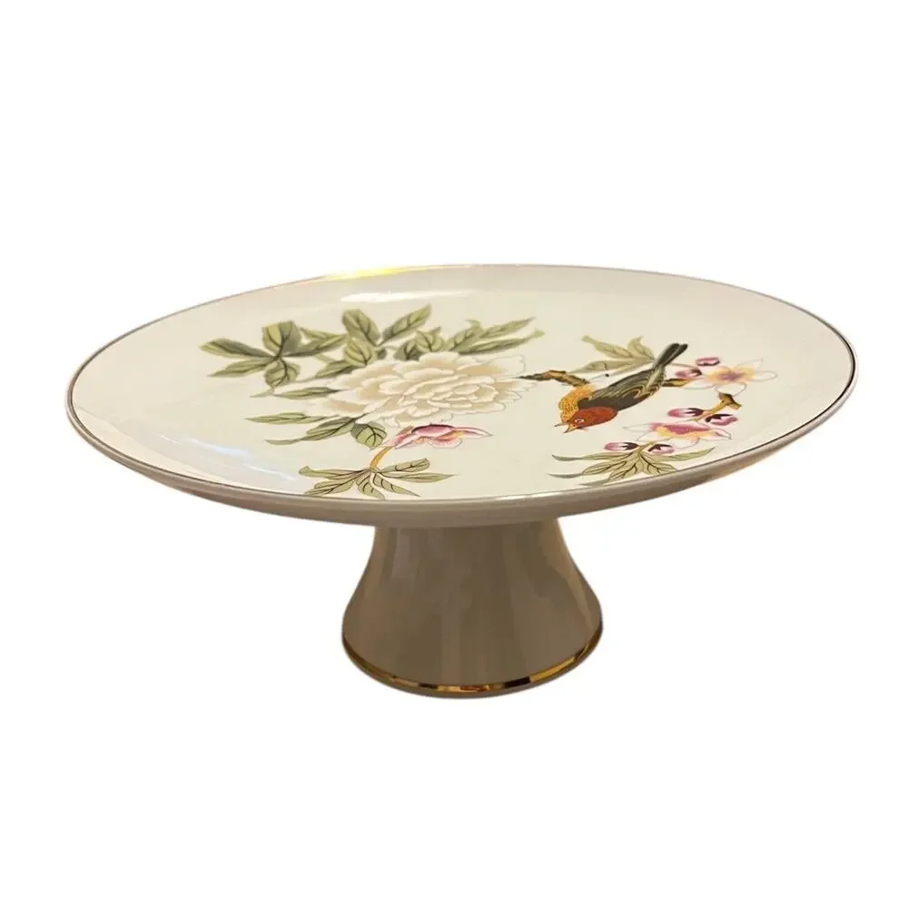 RARE VINTAGE SHAFFORD JAPAN CAKE STAND Chinese Garden Bird FAST SHIPPING 3040-35